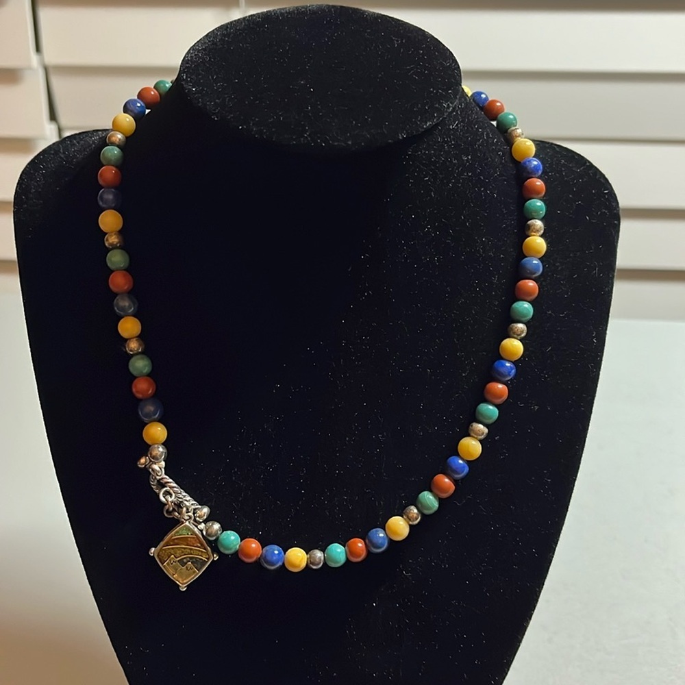 Vintage Carolyn Pollock multistone sterling silver necklace